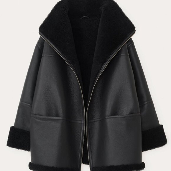 Authentic Toteme Women's Fur Zip-up Leather Jacket coat (MFSP $2500) XS/S - Picture 2 of 8